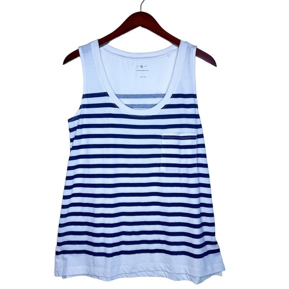 LOU & GREY NEW Striped Softserve Slub Pocket Tank Top Size Small - Picture 2 of 14